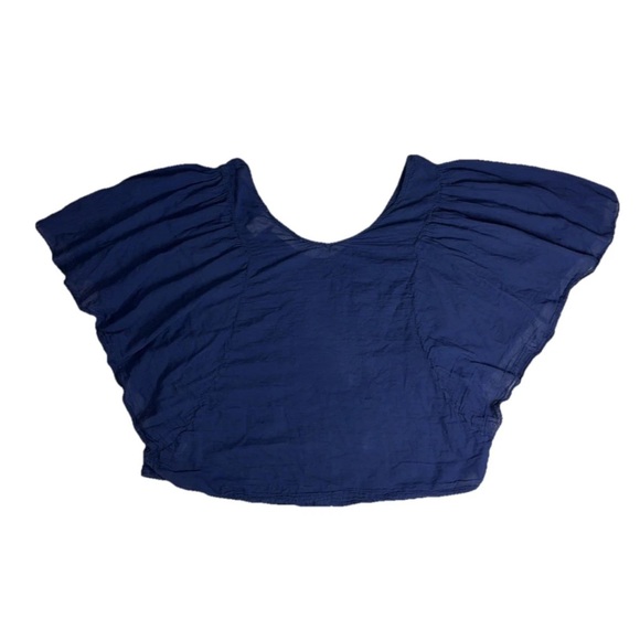 DKNY JEANS Women’s Size L Navy Blue Bat Wing Cotton Embroidered Blouse Flowy - Picture 9 of 10